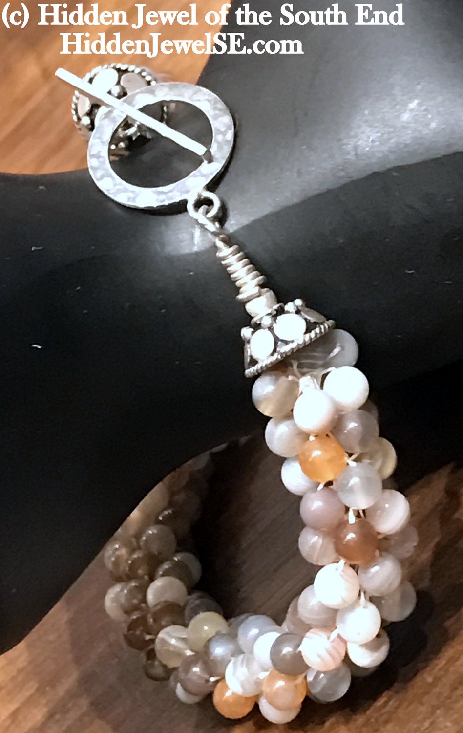 Botswana Agate gemstone Crocheted Bracelet, jewelry