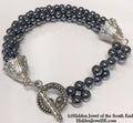 Hematite Crocheted Black Bracelet, with silver toggle