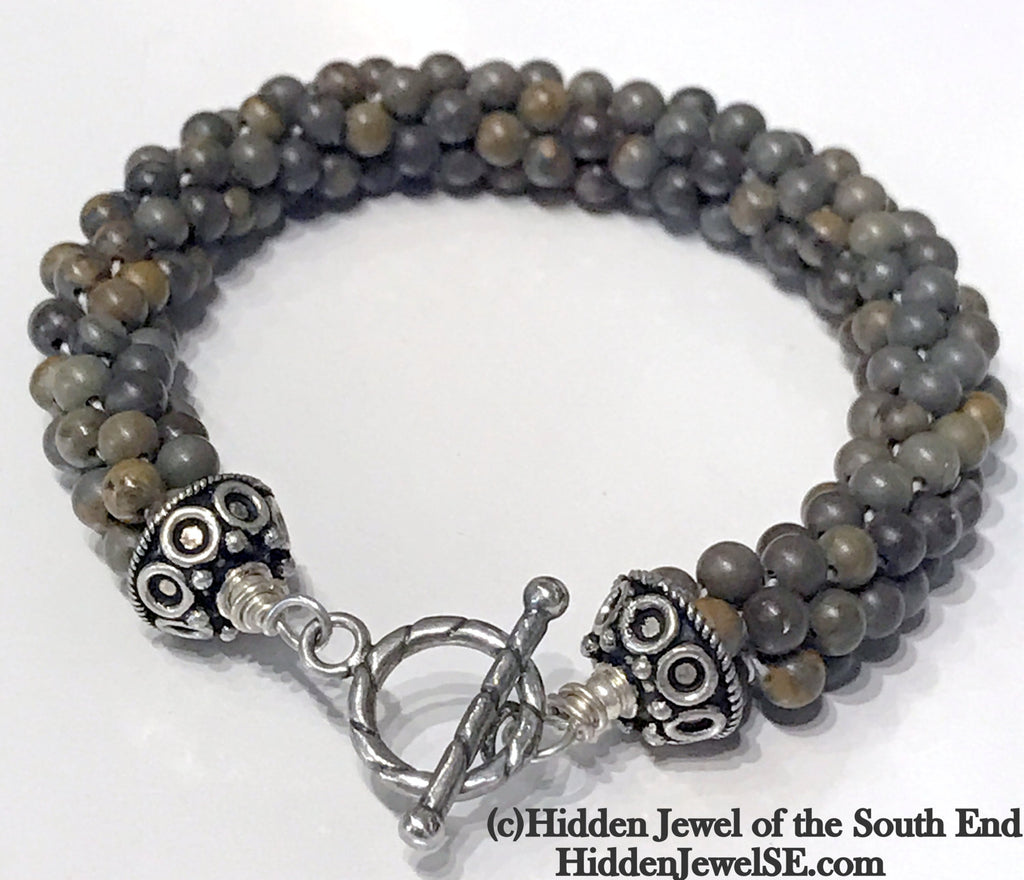 Jasper Crocheted gemstone bracelet, jewelry