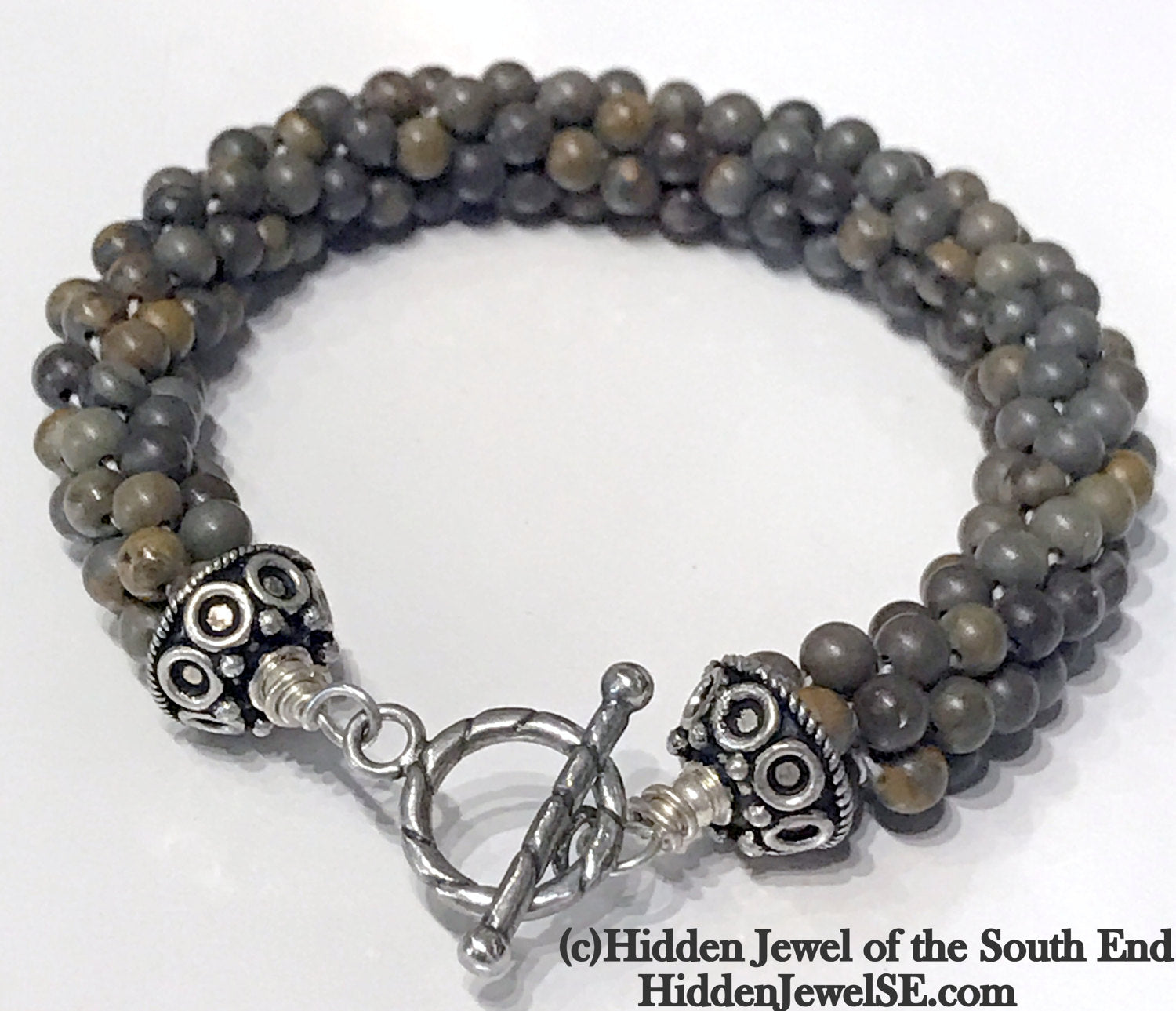 Jasper Crocheted gemstone bracelet, jewelry