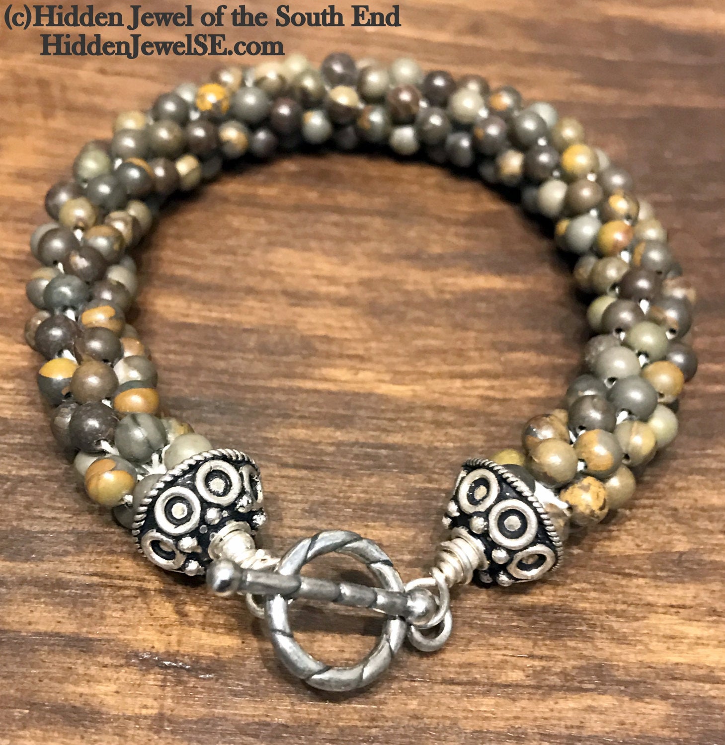 Jasper Crocheted gemstone bracelet, jewelry