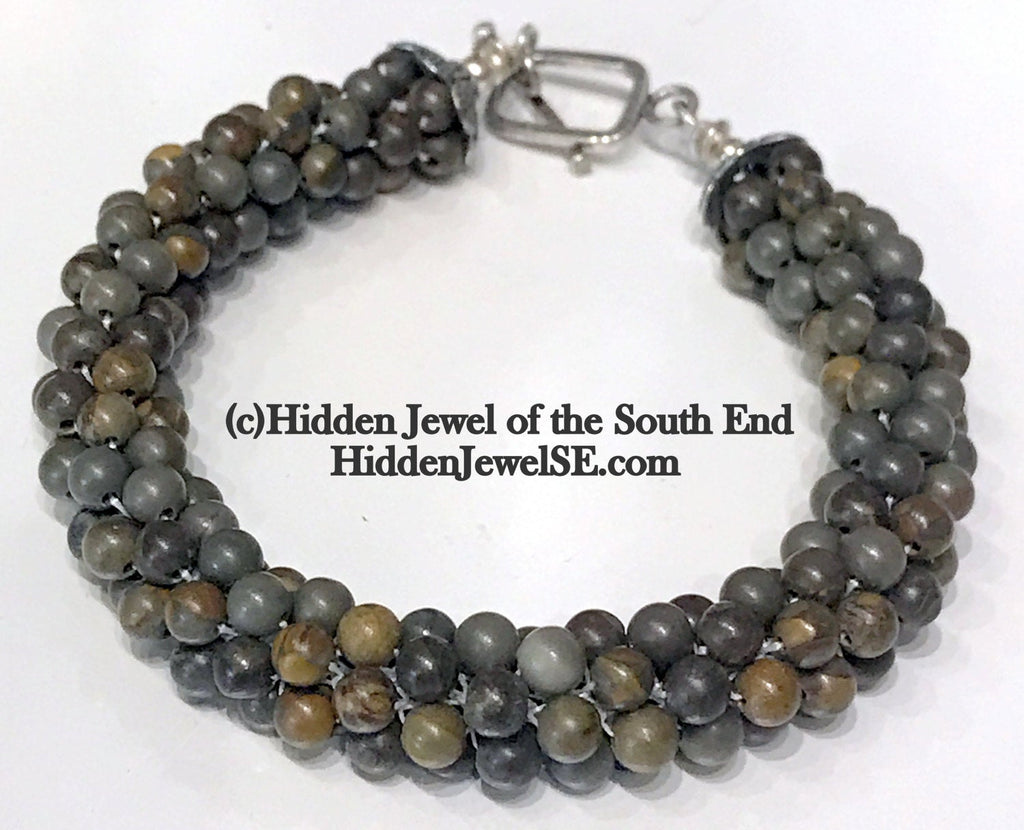 Green Line Jasper Bracelet, Brown /green jasper bangle