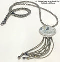Pyrite & Sterling Silver Gemstone Necklace with Ocean Jasper pendant, jewelry
