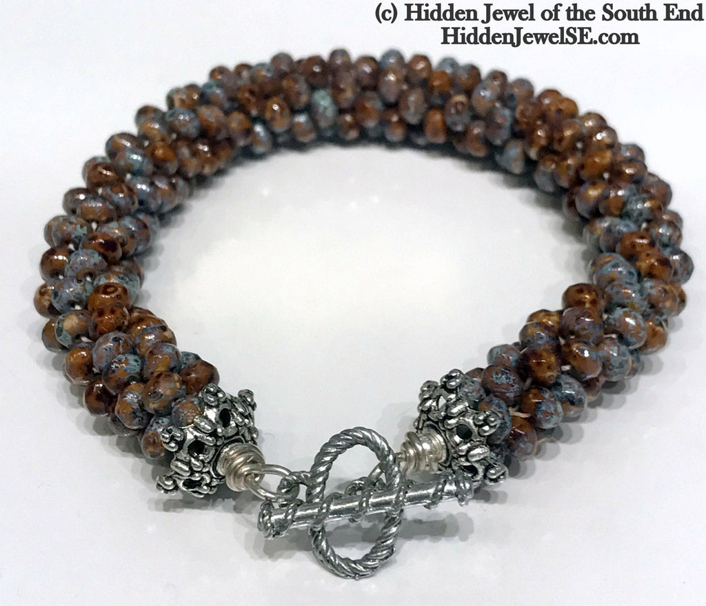 Brown Ceramic Crocheted Bracelet, jewelry