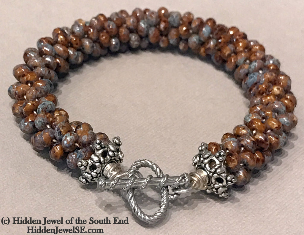 Brown Ceramic Crocheted Bracelet, jewelry