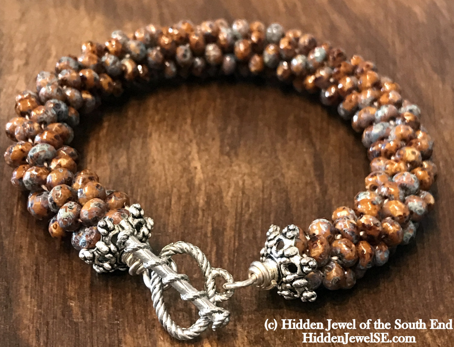 Brown Ceramic Crocheted Bracelet, jewelry