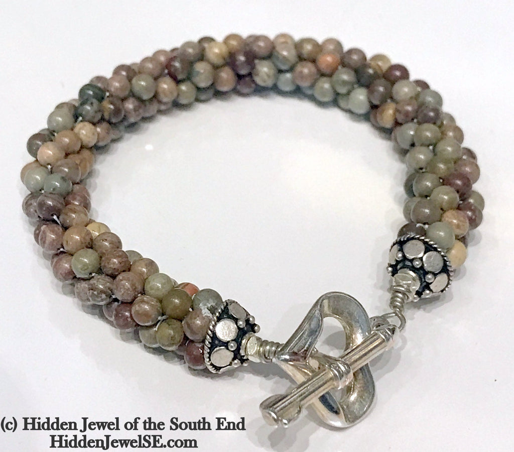 Brown Rainforest Jasper gemstone Bracelet, jewelry