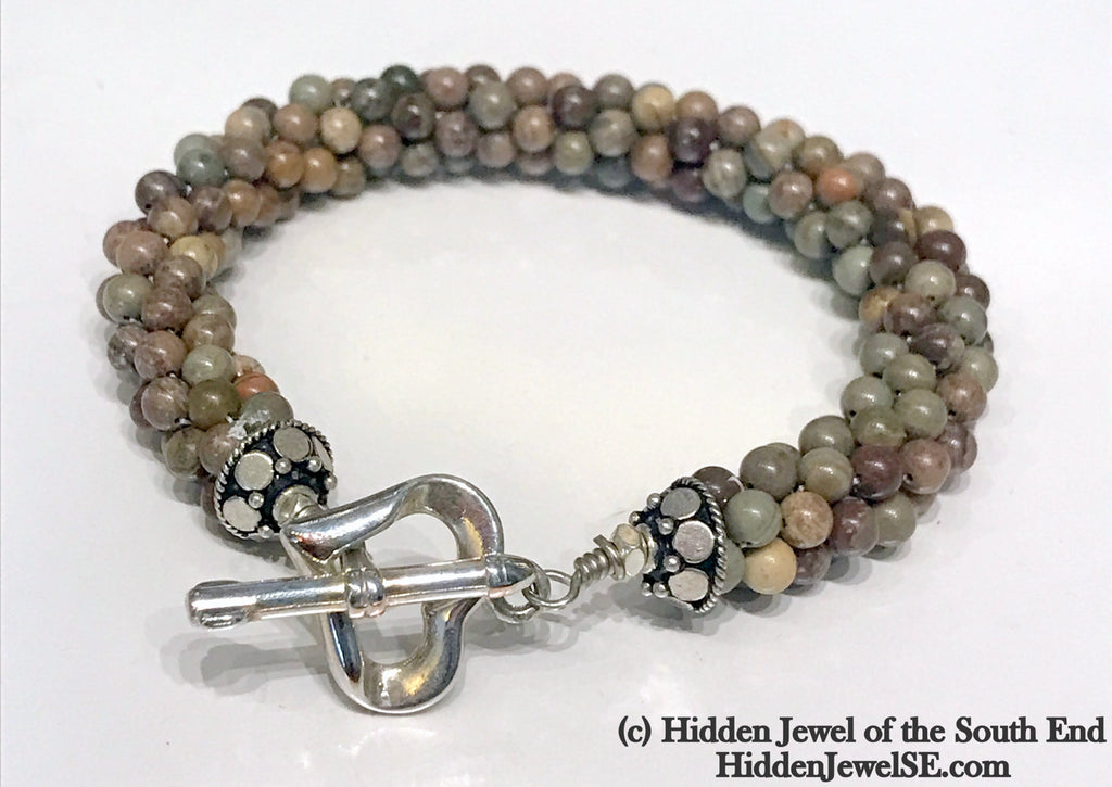 Brown Rainforest Jasper gemstone Bracelet, jewelry