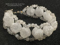 White Druzy & Moonstone Beaded Bracelet: Sterling Silver Clasp, Size 7