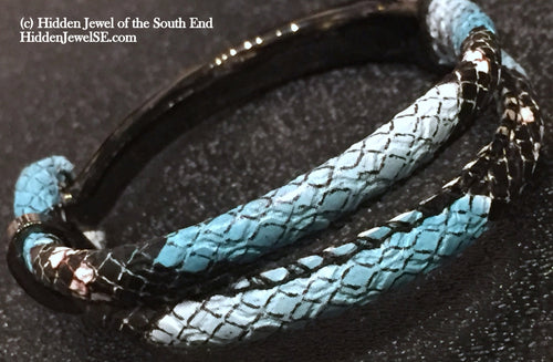 Blue Leather bangle  Bracelet, jewelry