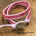 Genuine Pink Quartz (Crystalline Rose Quartz) Leather Wrap bangle