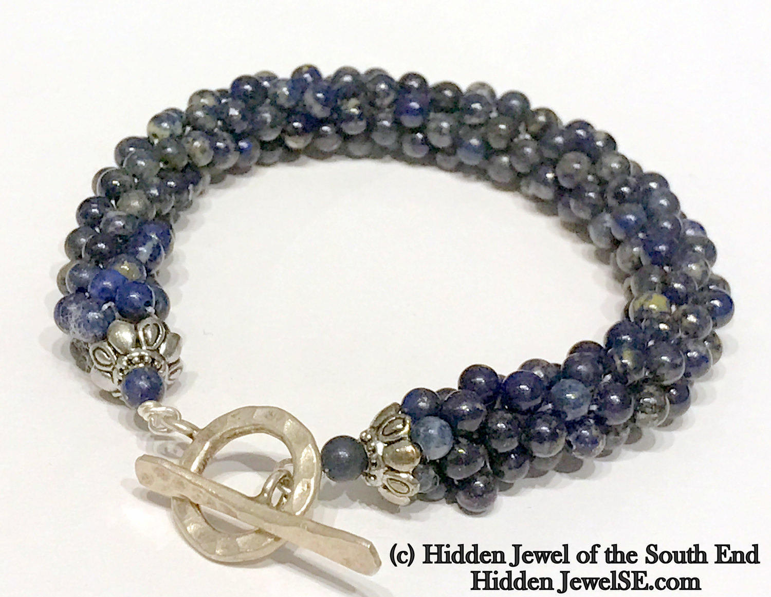 Lapis Lazuli Crocheted gemstone Bracelet, jewelry