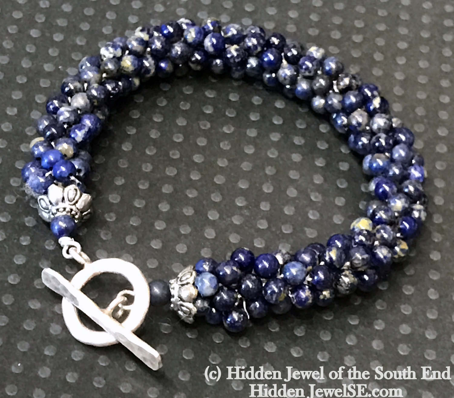 Lapis Lazuli Crocheted gemstone Bracelet, jewelry