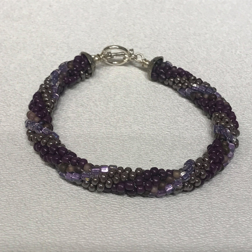 Purple Seed Bead crocheted bracelet, Jewelry