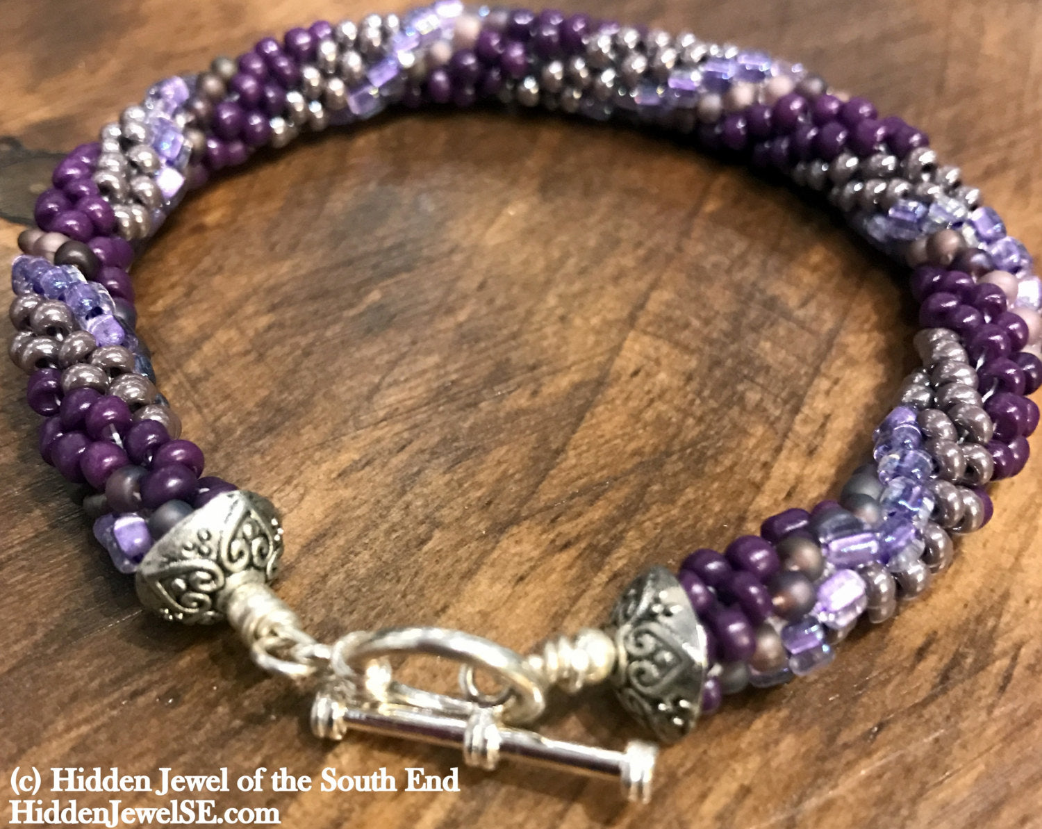 Purple Seed Bead crocheted bracelet, Jewelry