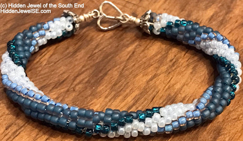 Blue Seed Bead crocheted bracelet, Jewelry