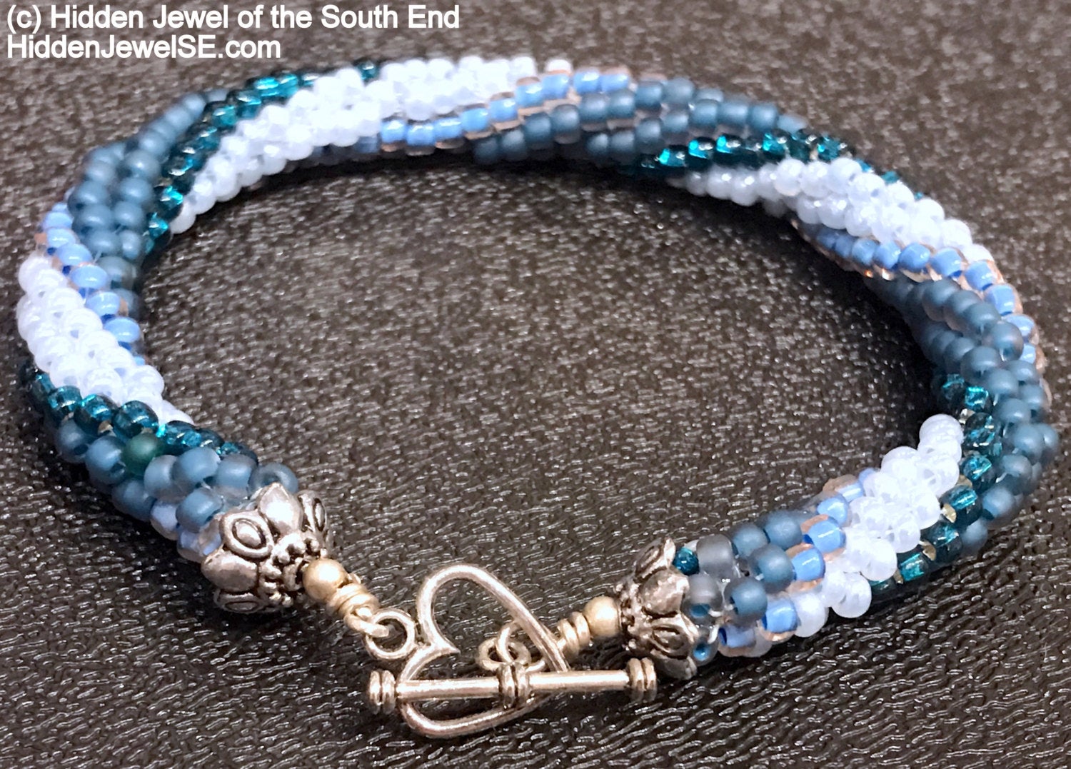 Blue Seed Bead crocheted bracelet, Jewelry