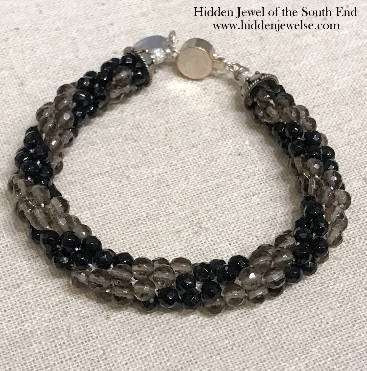 Crystal Spiral Crocheted Bracelet, jewelry