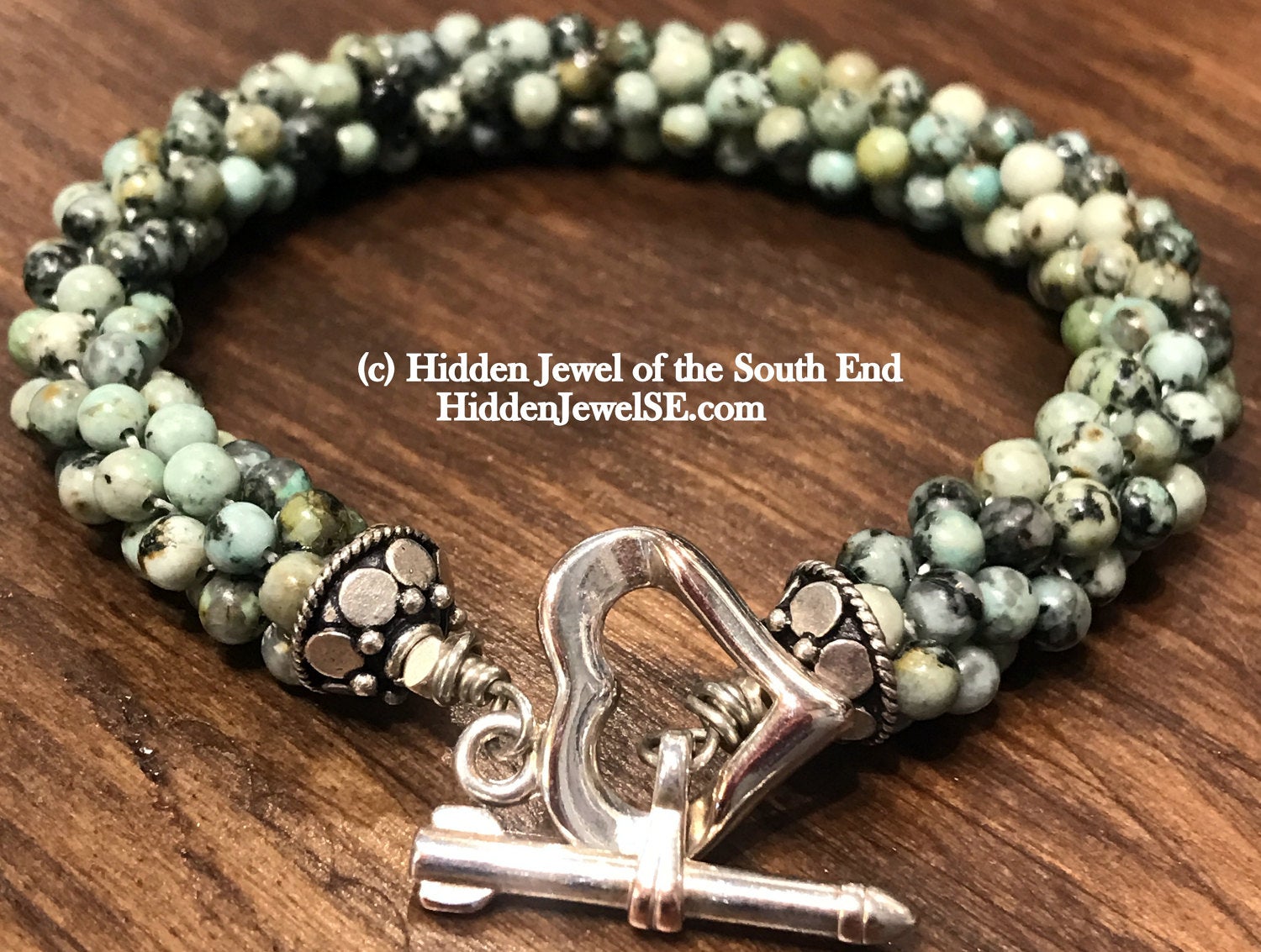 Green Jasper Gemstone Crocheted Bracelet, Jewelry