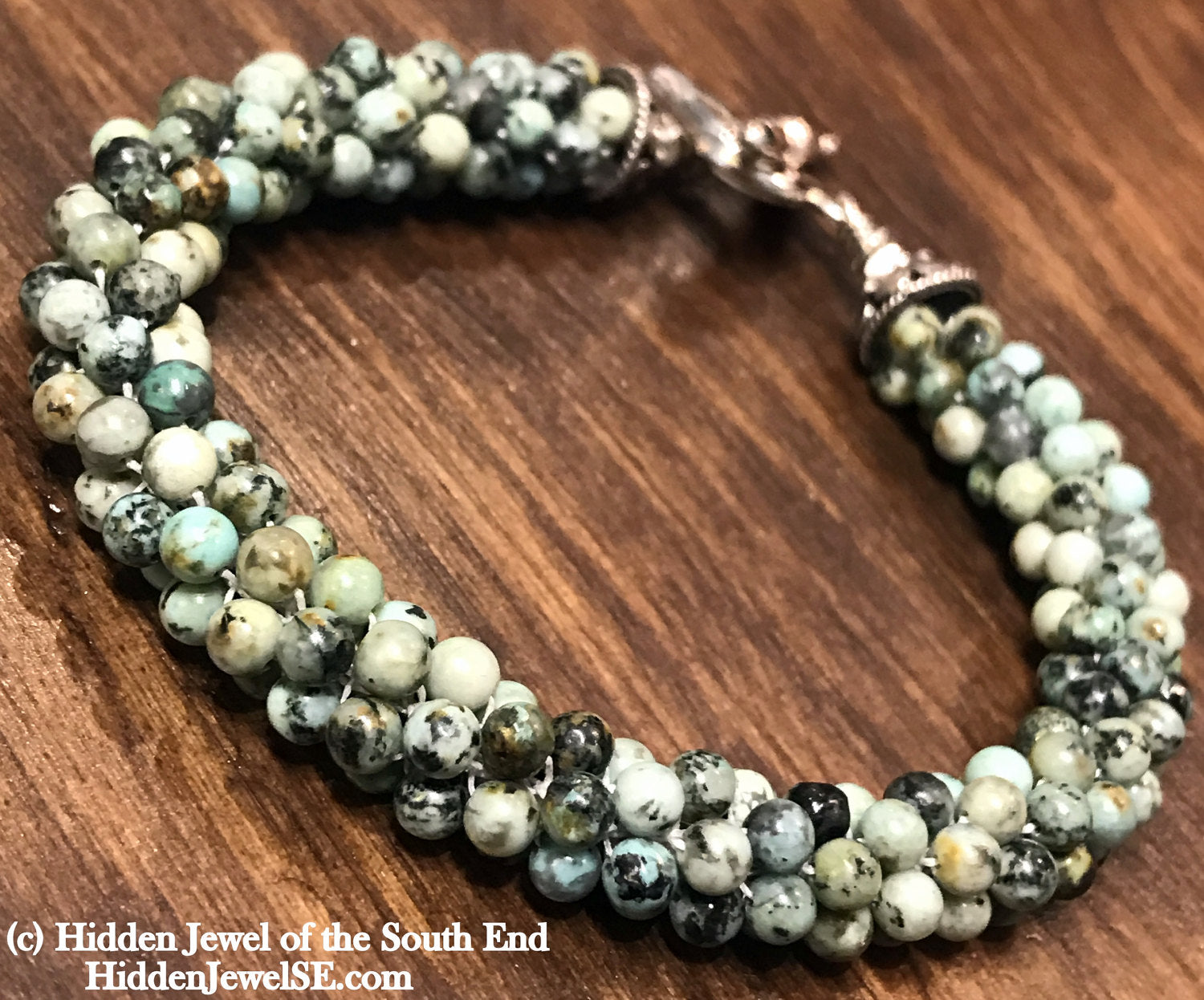 Green Jasper Gemstone Crocheted Bracelet, Jewelry