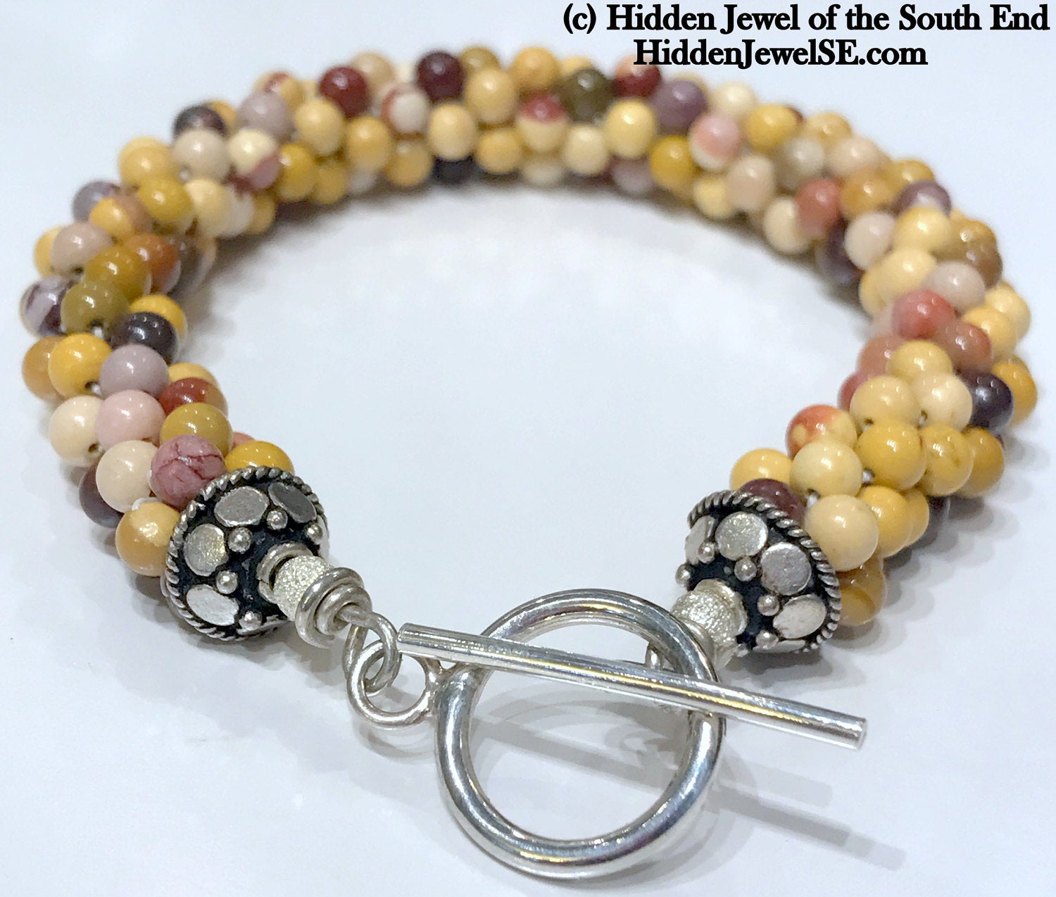 Mookite Jasper Gemstone Crocheted Bracelet, jewelry