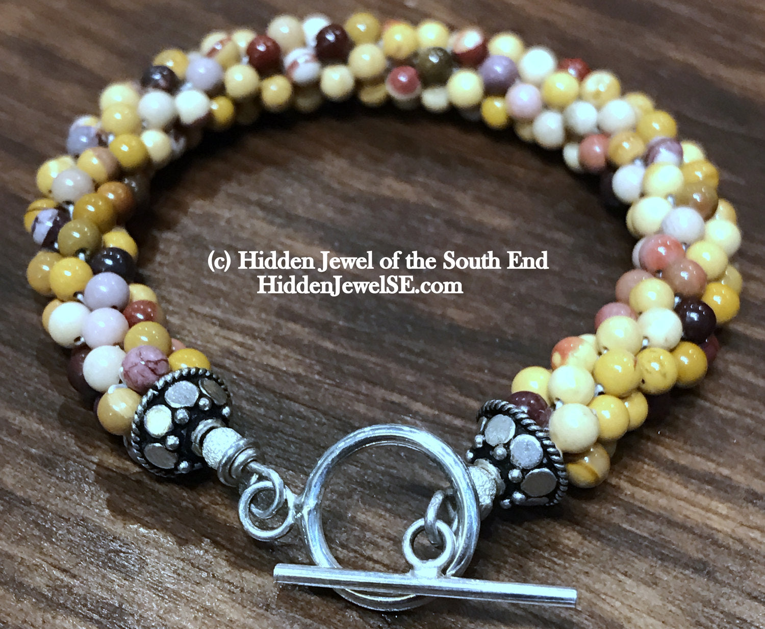 Mookite Jasper Gemstone Crocheted Bracelet, jewelry