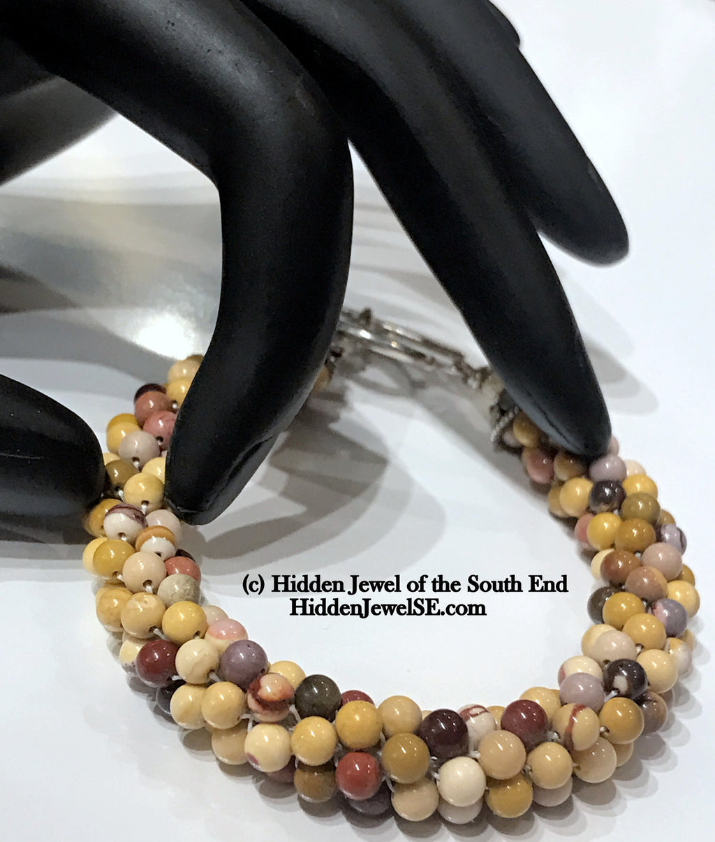 Mookite Jasper Gemstone Crocheted Bracelet, jewelry