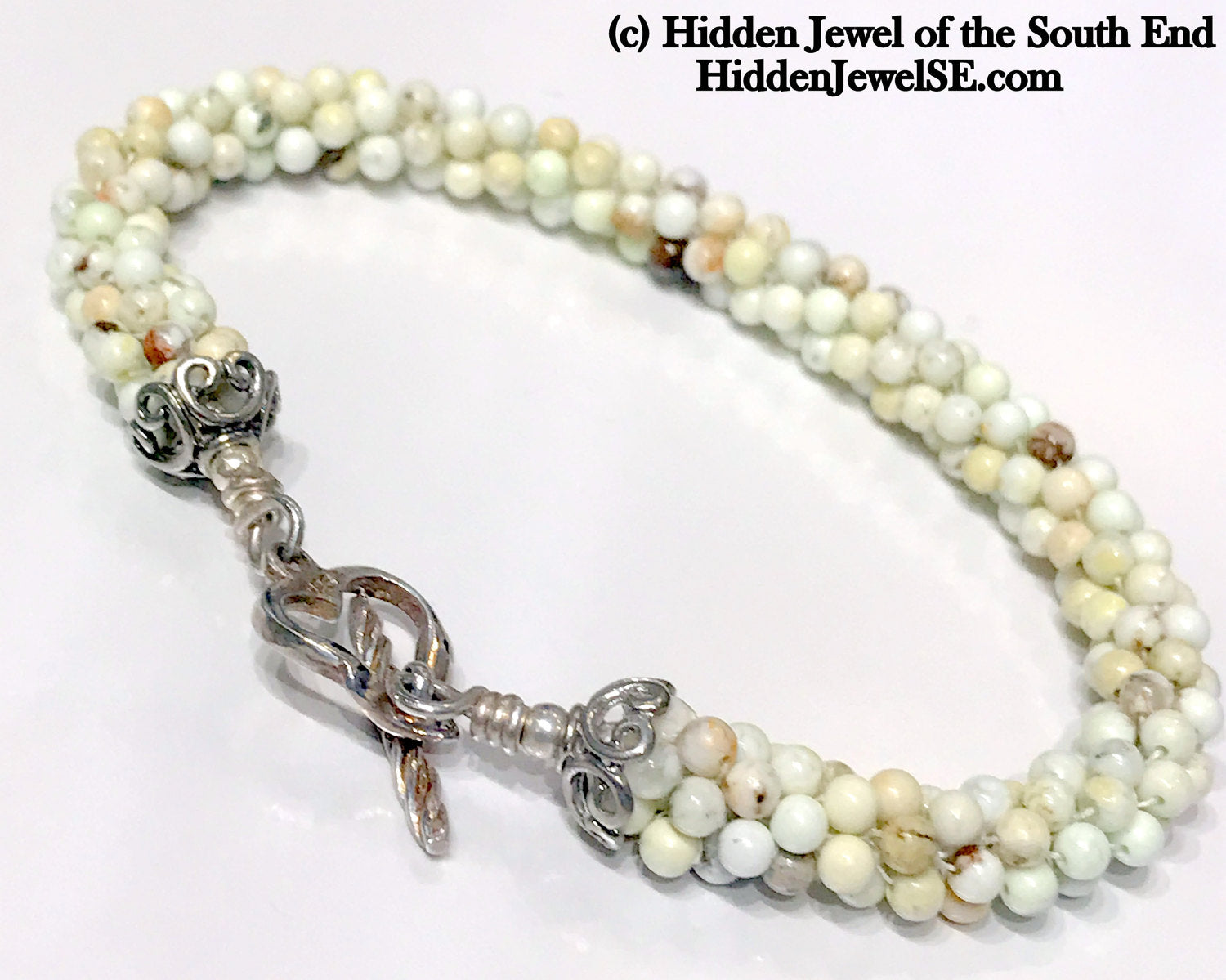 Lemon Howlite gemstone crocheted bracelet, jewelry
