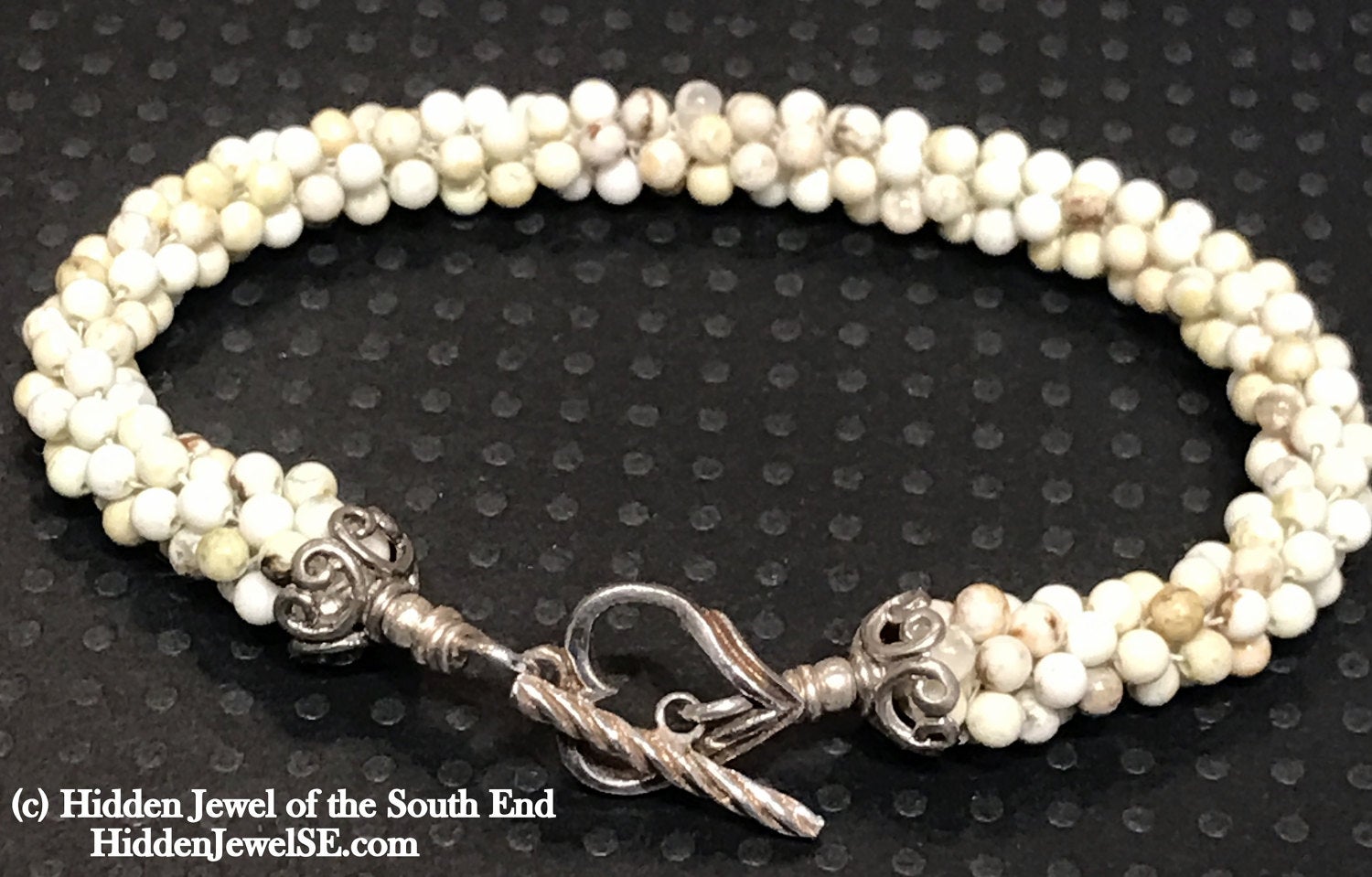 Lemon Howlite gemstone crocheted bracelet, jewelry