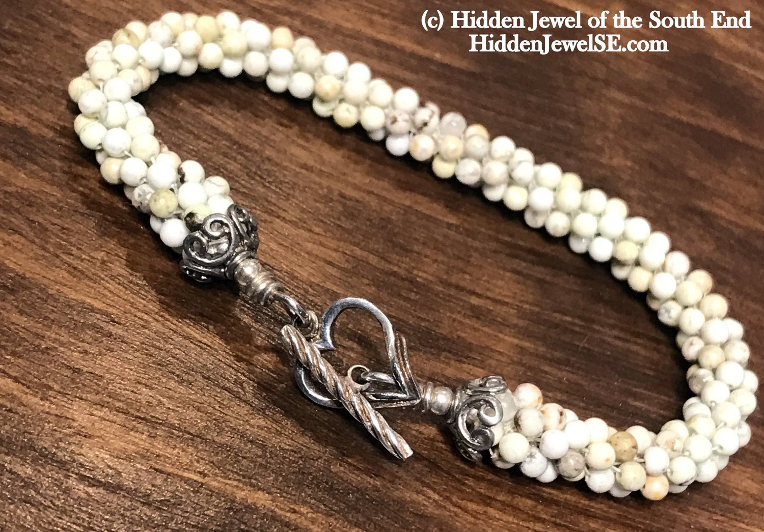Lemon Howlite gemstone crocheted bracelet, jewelry