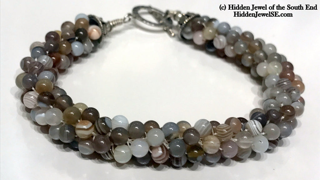 Botswana Agate gemstone Crocheted Bracelet, jewelry
