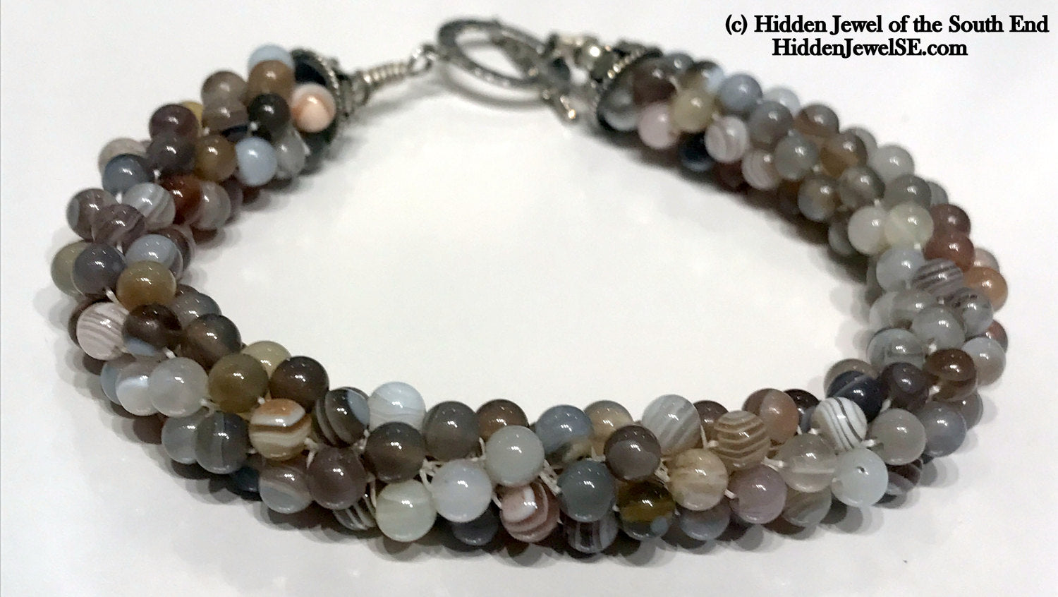 Botswana Agate gemstone Crocheted Bracelet, jewelry