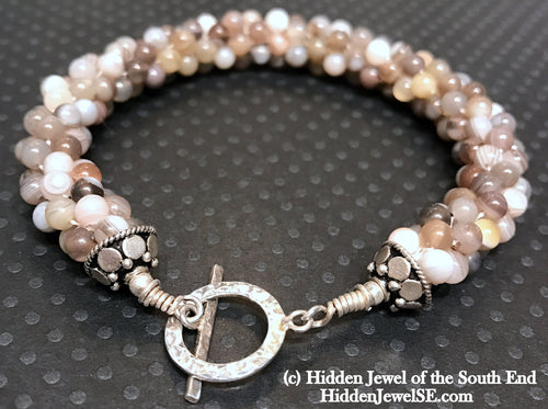 Botswana Agate gemstone Crocheted Bracelet, jewelry