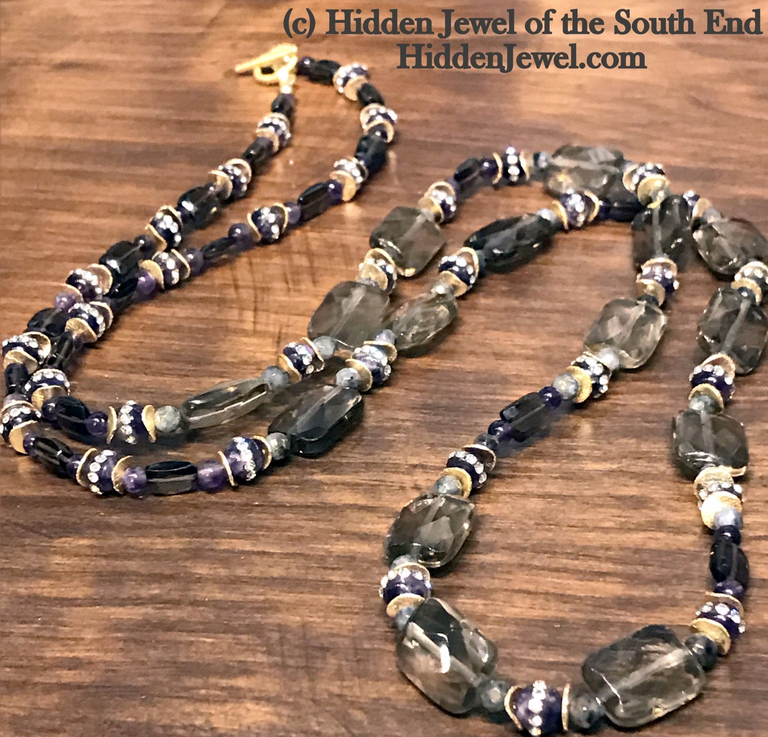 Smoky Quartz, Topaz, Amethyst, Labradorite, & Gold Necklace smoky quartz necklace