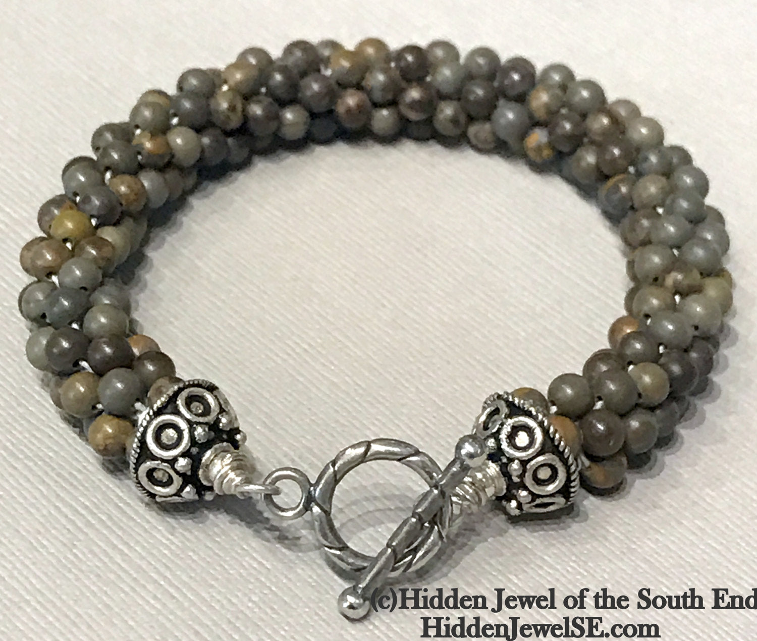 Jasper Crocheted gemstone bracelet, jewelry