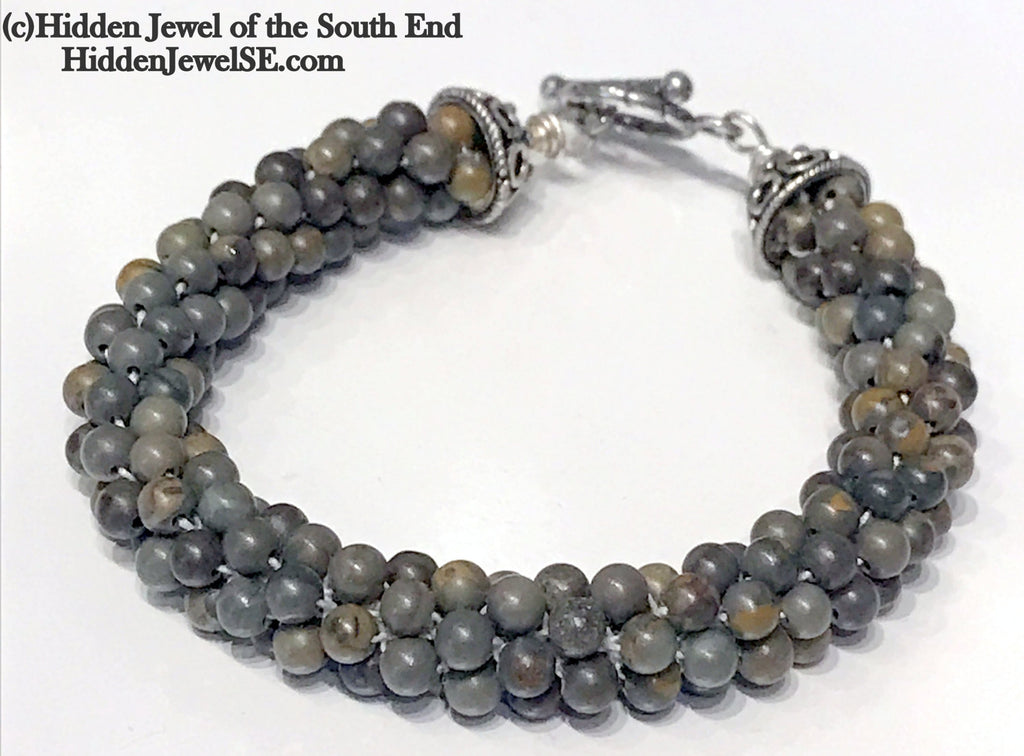 Jasper Crocheted gemstone bracelet, jewelry