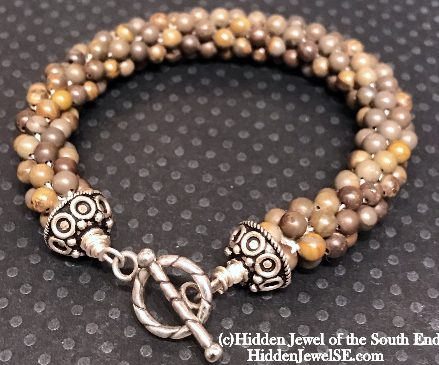 Jasper Crocheted gemstone bracelet, jewelry