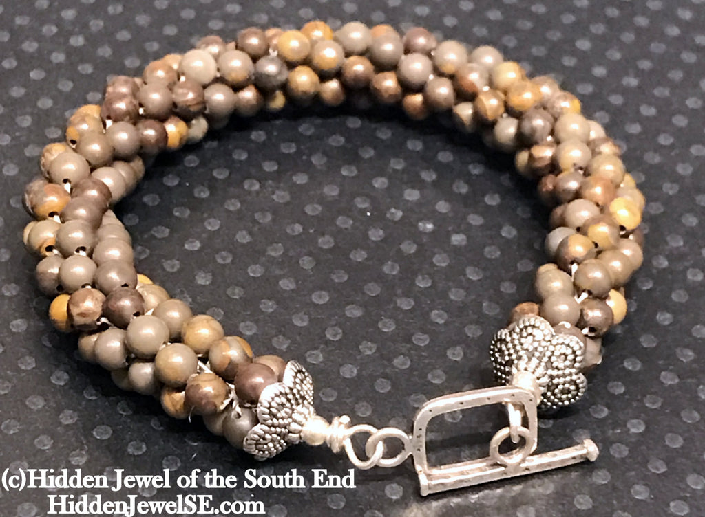 Green Line Jasper Bracelet, Brown /green jasper bangle