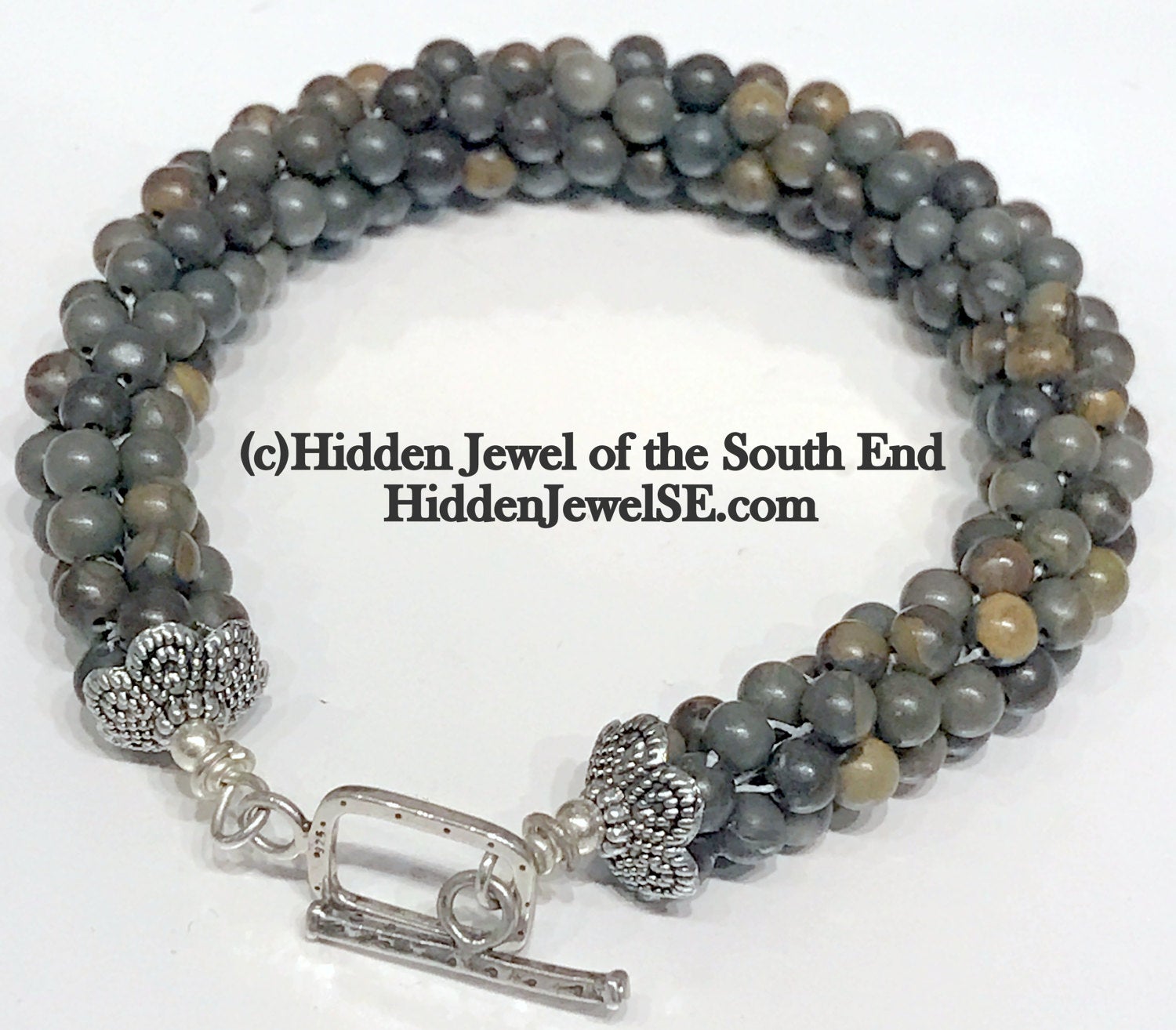 Green Line Jasper Bracelet, Brown /green jasper bangle