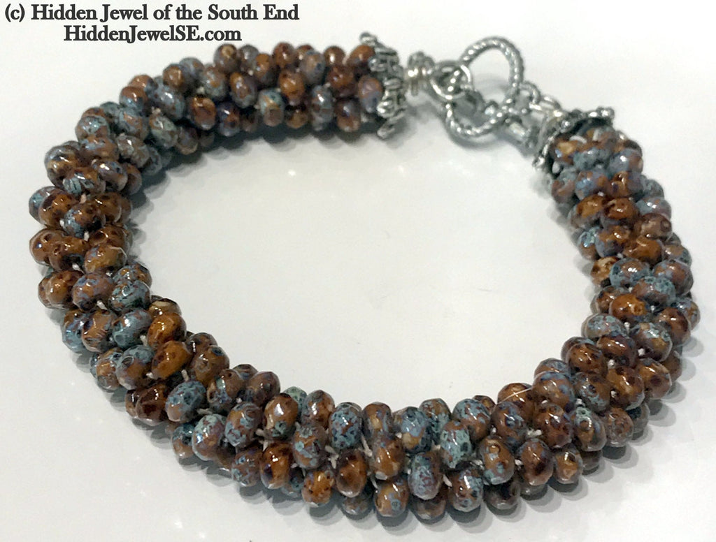 Brown Ceramic Crocheted Bracelet, jewelry