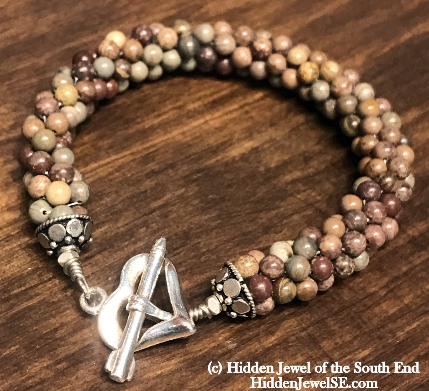 Brown Rainforest Jasper gemstone Bracelet, jewelry