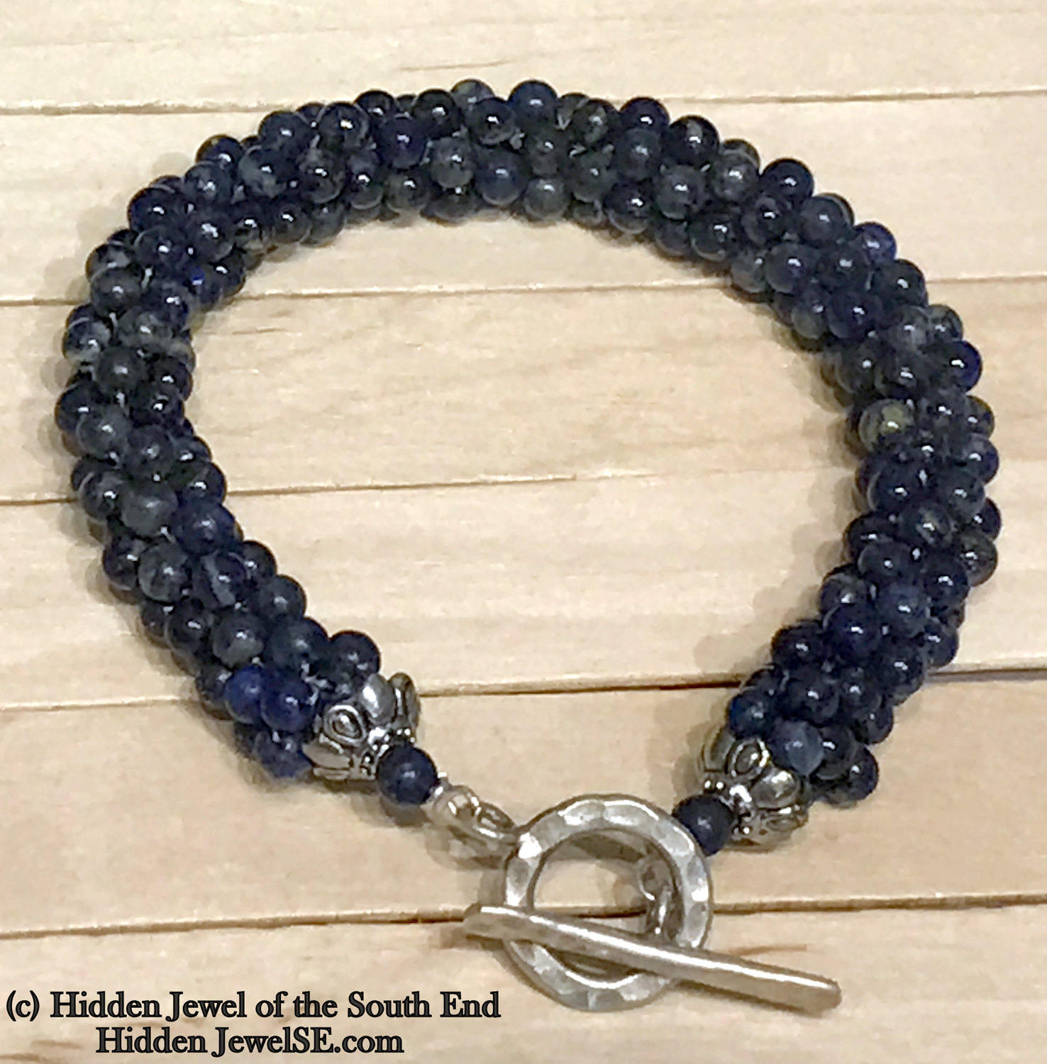 Lapis Lazuli Crocheted gemstone Bracelet, jewelry