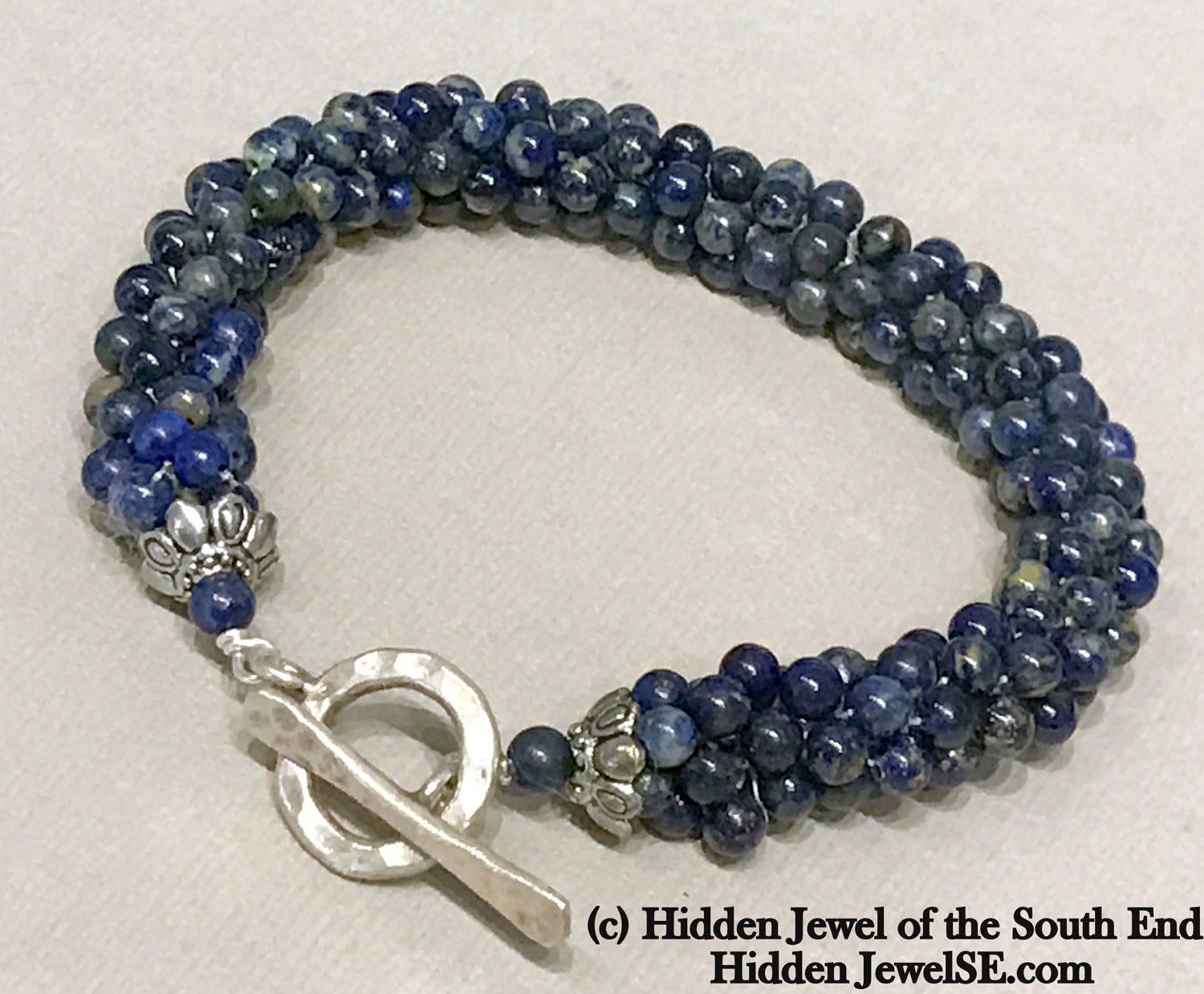 Lapis Lazuli Crocheted gemstone Bracelet, jewelry