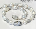 Pearl & Silver paved crystal beaded white Tahitian Pearl necklace