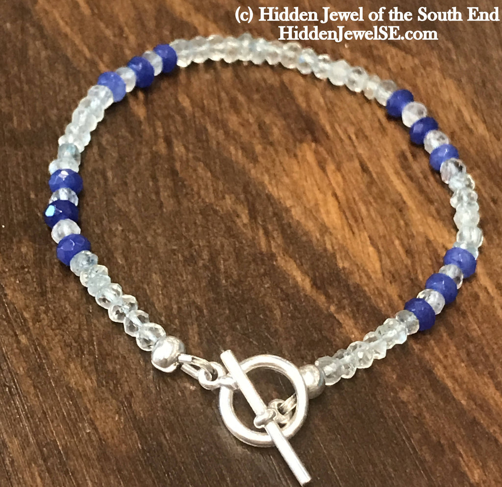 Aquamarine and Sodalite gemstone Bracelet, Jewelry
