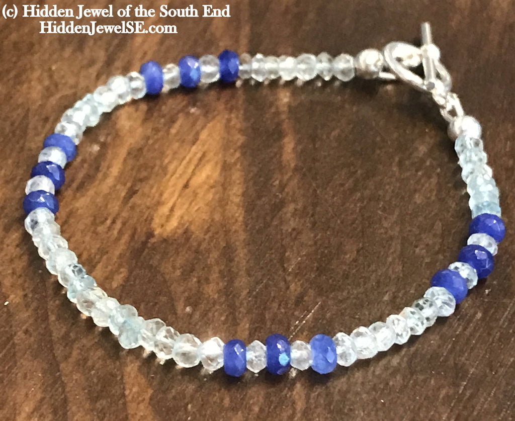 Aquamarine and Sodalite gemstone Bracelet, Jewelry