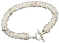 Clear Quartz Sterling Silver Bracelet | Spotted Crochet | Circle Toggle