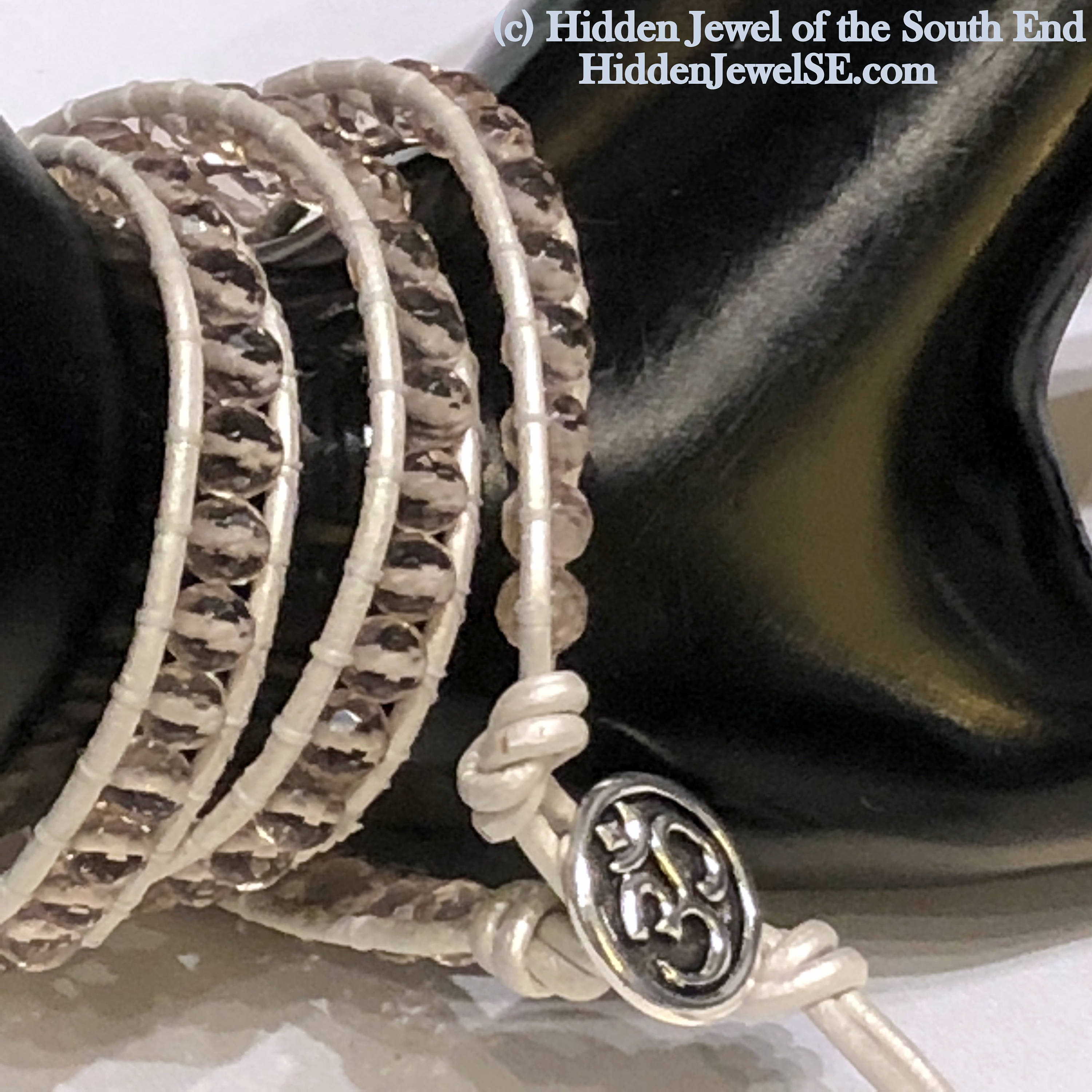 Cape Amethyst Leather Wrap Bracelet, faceted Gemstone Bracelet