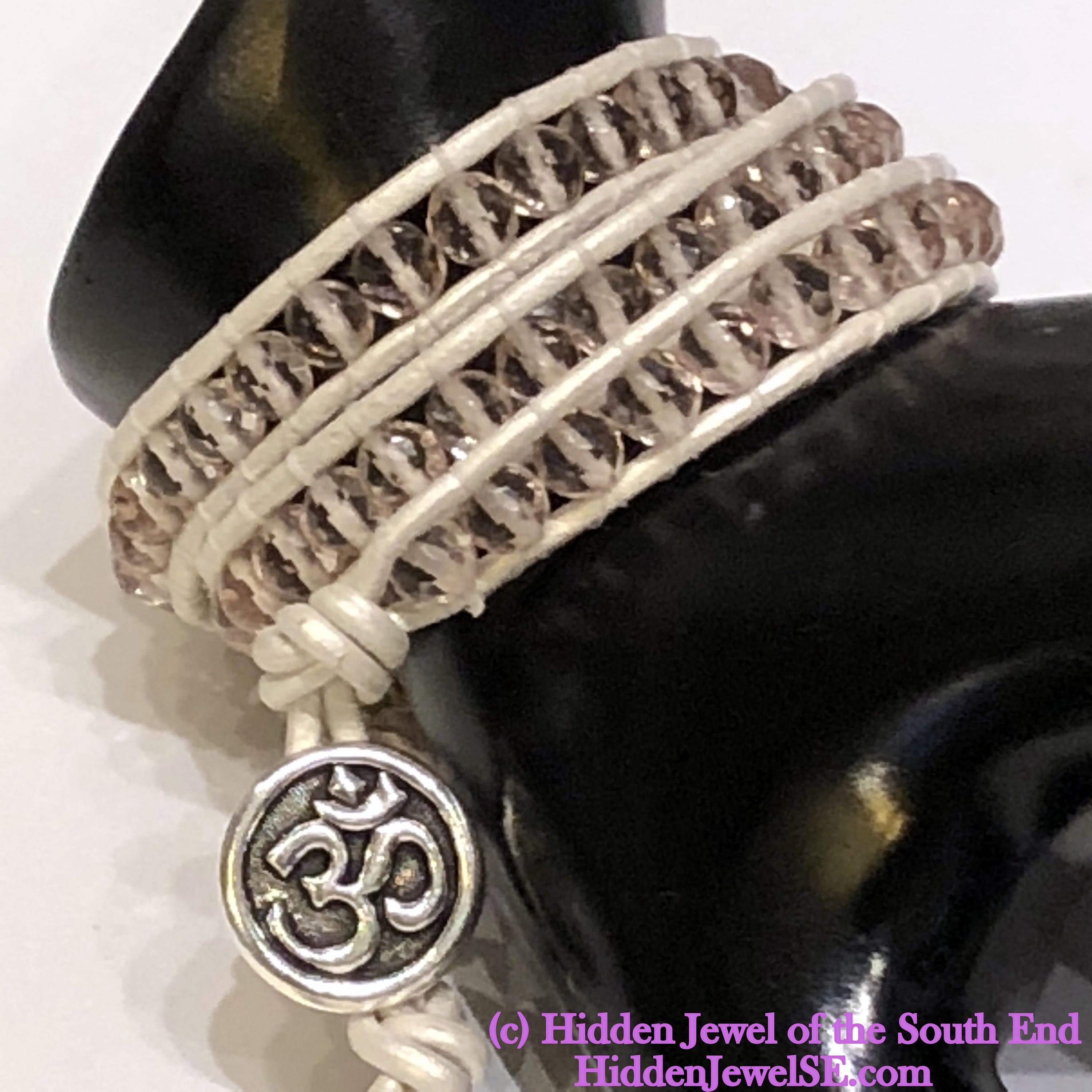Cape Amethyst Leather Wrap Bracelet, faceted Gemstone Bracelet