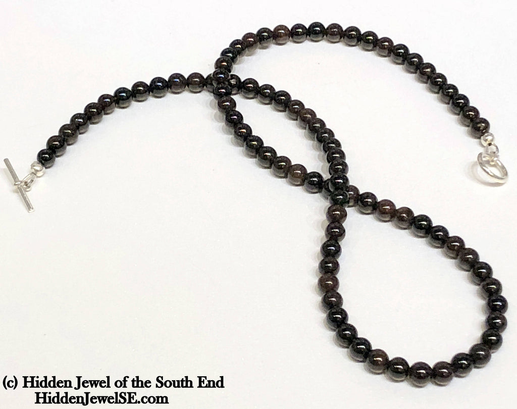 Garnet gemstone necklace w/ sterling toggle clasp 19" long